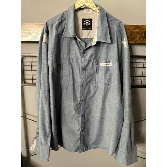 LR Scoop Men's Blue Button Front Shirt | Size 5X - Picture 2 of 5